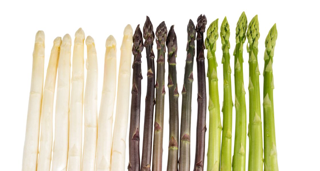 green white and purple asparagus